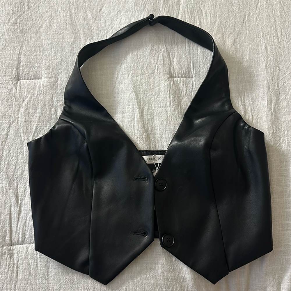 12th Tribe Moxie Black Faux Leather Vest